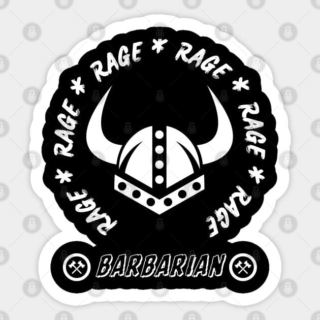 Barbarian Rage Dungeons and Dragons Sticker by Baby Kraken Creative Designs